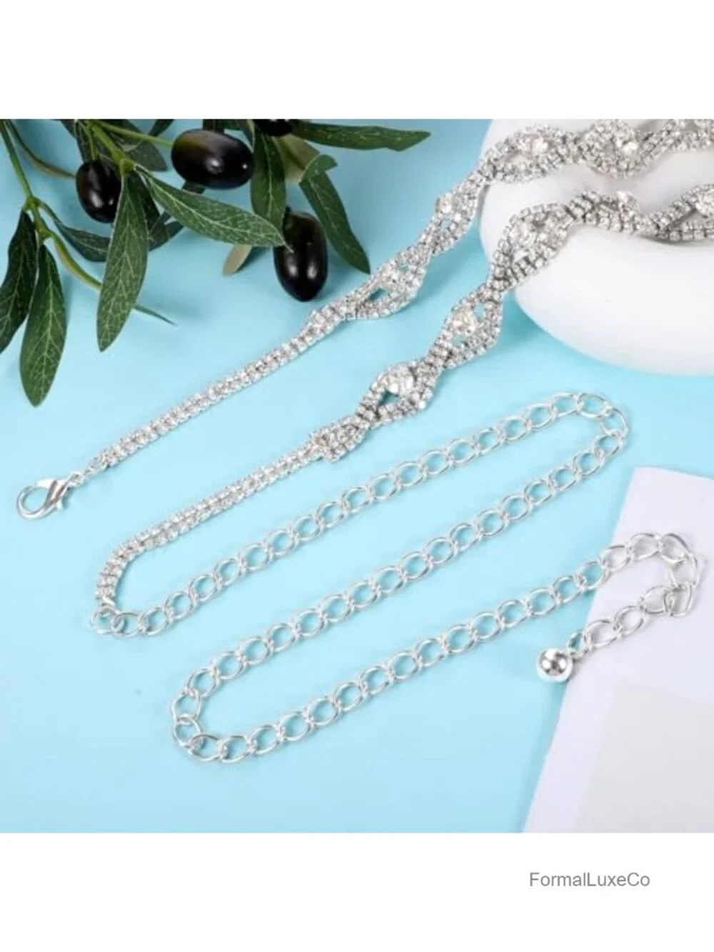 Sparkly Rhinestone Waist Chain Belt for Wedding Party Dress